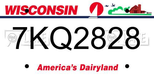 7KQ2828 Wisconsin License Plate