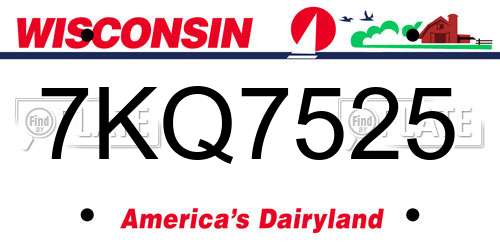 7KQ7525 Wisconsin License Plate