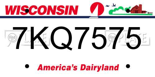 7KQ7575 Wisconsin License Plate