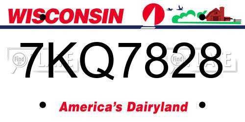 7KQ7828 Wisconsin License Plate