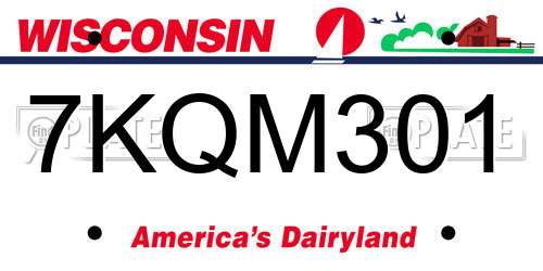 7KQM301 Wisconsin License Plate