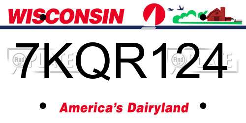 7KQR124 Wisconsin License Plate