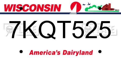 7KQT525 Wisconsin License Plate