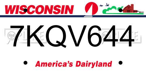 7KQV644 Wisconsin License Plate