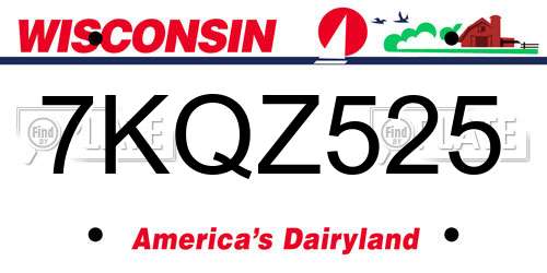 7KQZ525 Wisconsin License Plate