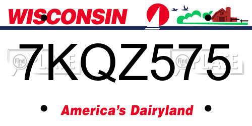 7KQZ575 Wisconsin License Plate