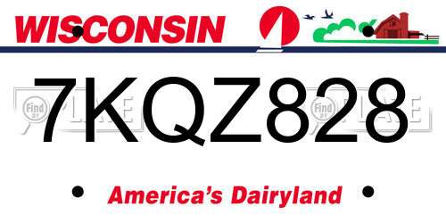 7KQZ828 Wisconsin License Plate