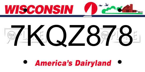 7KQZ878 Wisconsin License Plate