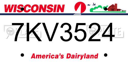 7KV3524 Wisconsin License Plate