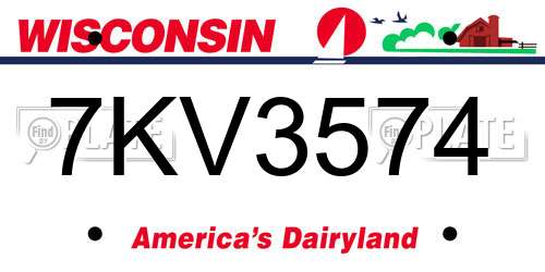 7KV3574 Wisconsin License Plate