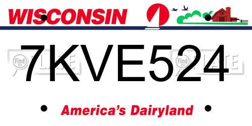 7KVE524 Wisconsin License Plate