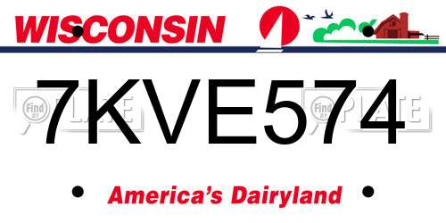 7KVE574 Wisconsin License Plate