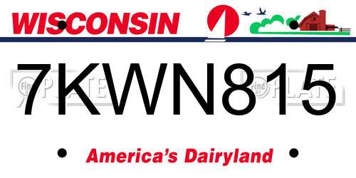 7KWN815 Wisconsin License Plate