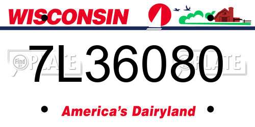 7L36080 Wisconsin License Plate