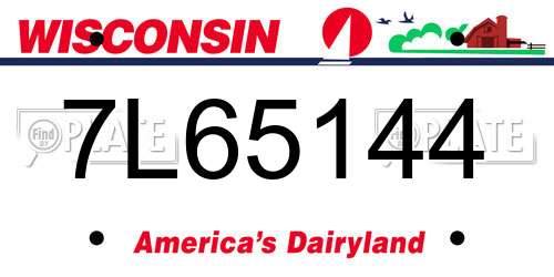 7L65144 Wisconsin License Plate