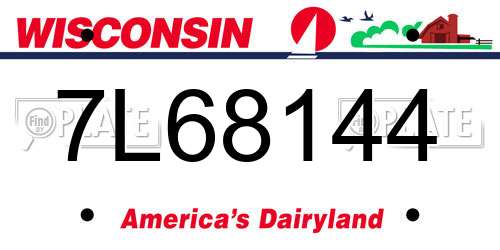 7L68144 Wisconsin License Plate