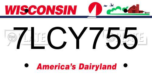 7LCY755 Wisconsin License Plate