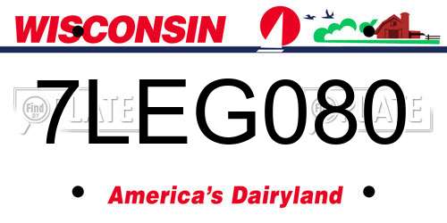 7LEG080 Wisconsin License Plate