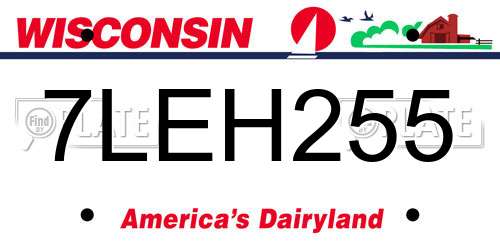 7LEH255 Wisconsin License Plate