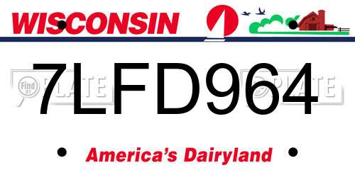 7LFD964 Wisconsin License Plate
