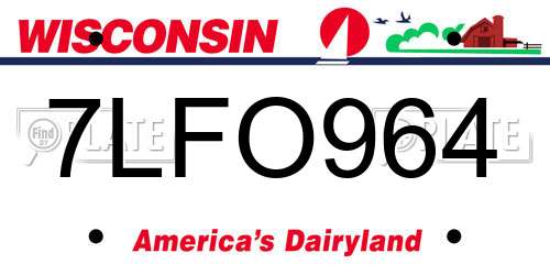 7LFO964 Wisconsin License Plate
