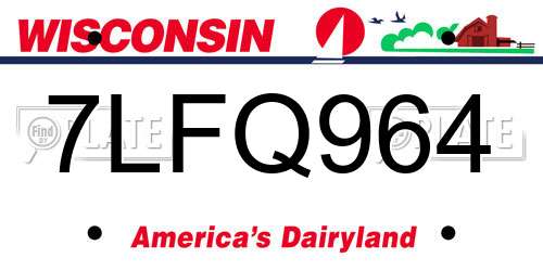 7LFQ964 Wisconsin License Plate