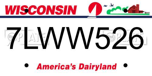 7LWW526 Wisconsin License Plate