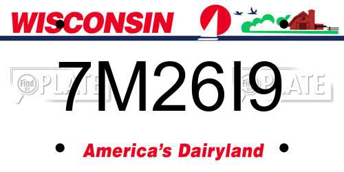 7M26I9 Wisconsin License Plate