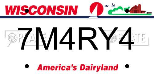 7M4RY4 Wisconsin License Plate