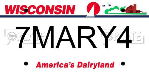 7MARY4 Wisconsin License Plate