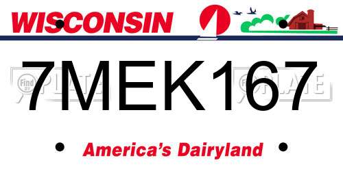 7MEK167 Wisconsin License Plate