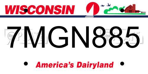 7MGN885 Wisconsin License Plate