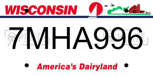 7MHA996 Wisconsin License Plate