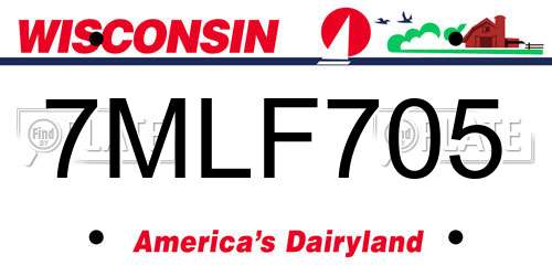 7MLF705 Wisconsin License Plate