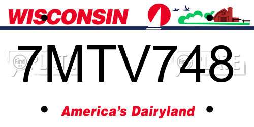 7MTV748 Wisconsin License Plate