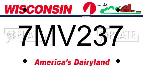 7MV237 Wisconsin License Plate