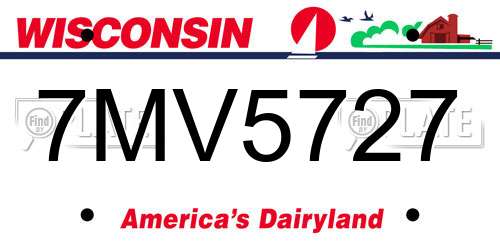 7MV5727 Wisconsin License Plate