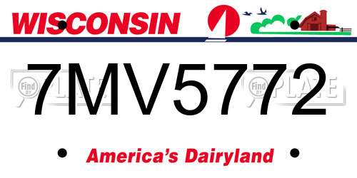 7MV5772 Wisconsin License Plate
