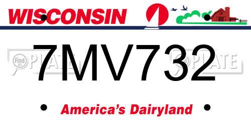 7MV732 Wisconsin License Plate