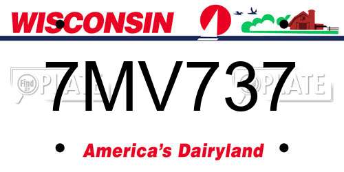 7MV737 Wisconsin License Plate