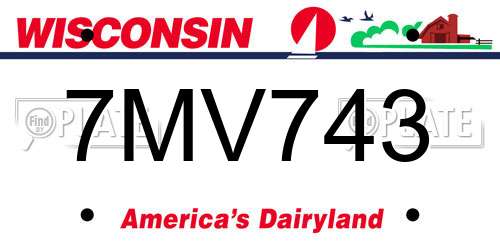 7MV743 Wisconsin License Plate