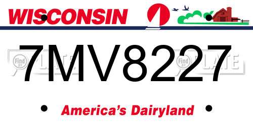 7MV8227 Wisconsin License Plate