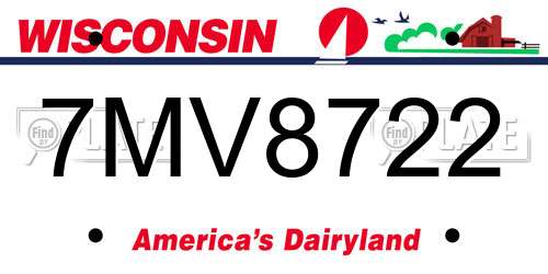 7MV8722 Wisconsin License Plate