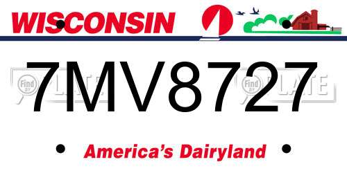 7MV8727 Wisconsin License Plate