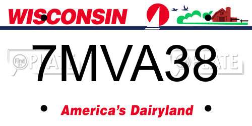 7MVA38 Wisconsin License Plate