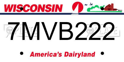 7MVB222 Wisconsin License Plate