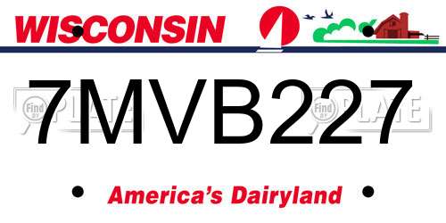 7MVB227 Wisconsin License Plate