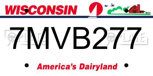 7MVB277 Wisconsin License Plate
