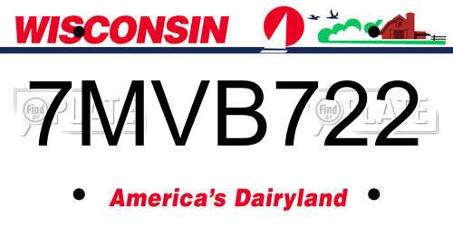 7MVB722 Wisconsin License Plate