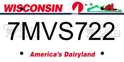 7MVS722 Wisconsin License Plate